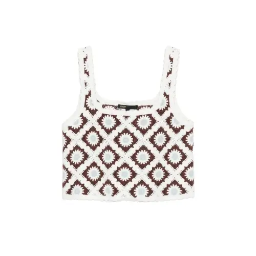 maje floral-embroidered crochet top
