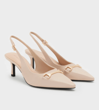CHARLES & KEITH ホースビット ポインテッドトゥスリングバックパンプス