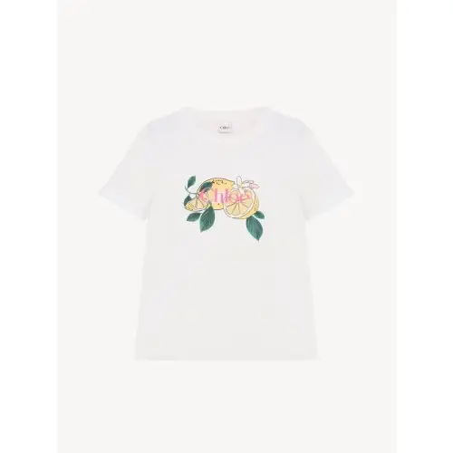 Chloé コットンジャージー製クルーネック ロゴTシャツ