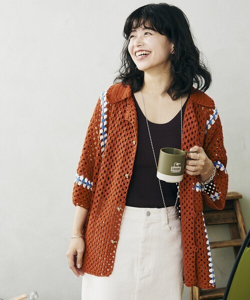 JOURNAL STANDARD relume CALIFORNIA クロシェアミ 半袖ニットシャツ'LINE'
