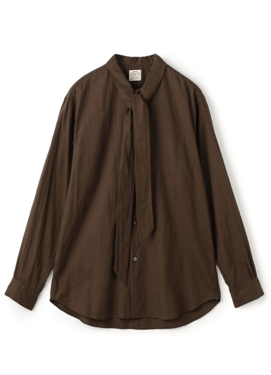 MAISON et VOYAGE コットンカシミヤフランネル リボンシャツ