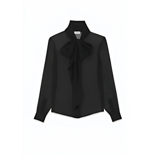 SAINT LAURENT LAVALLIÈRE-NECK SHIRT IN CREPE MUSLIN