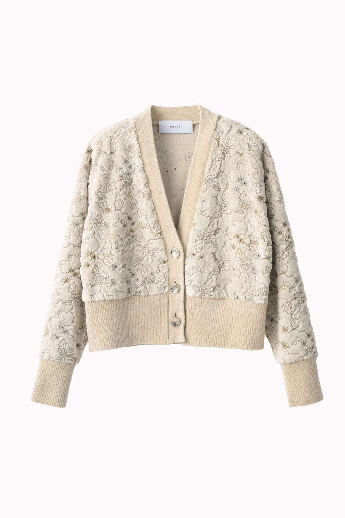 MURRAL Camouflage embroidered knit cardigan (Ivory)