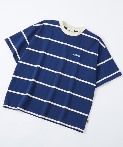 CODDERR アーチロゴ刺繍 ボーダー ビッグシルエットリンガーTシャツ