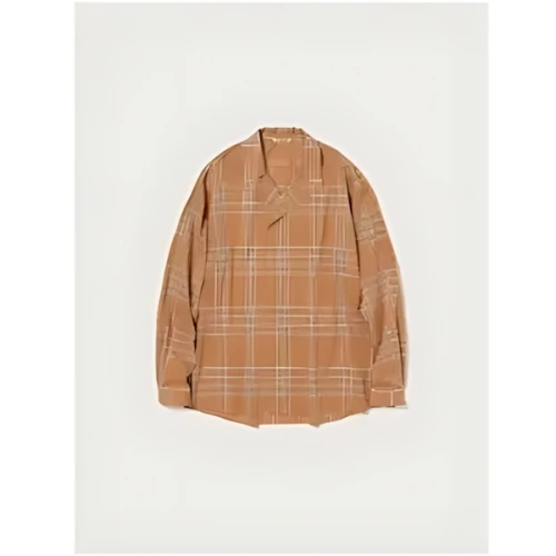 AURALEE WASHED FINX TYPEWRITER CHECK P/O SHIRT