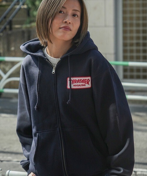 THRASHER CLASSIC WAPPEN ZIP HOODIE SWEAT PARKA/スラッシャーワッペンジップアップパーカー