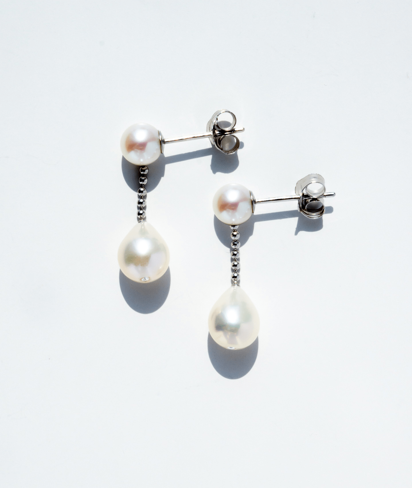 Meach. Meach.【PI207】SILVER925 ラウンド&ドロップダブルパールピアス(3サイズ)