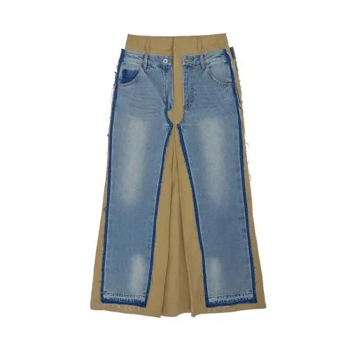 Ameri VINTAGE REMAKE DENIM CHINO SKIRT