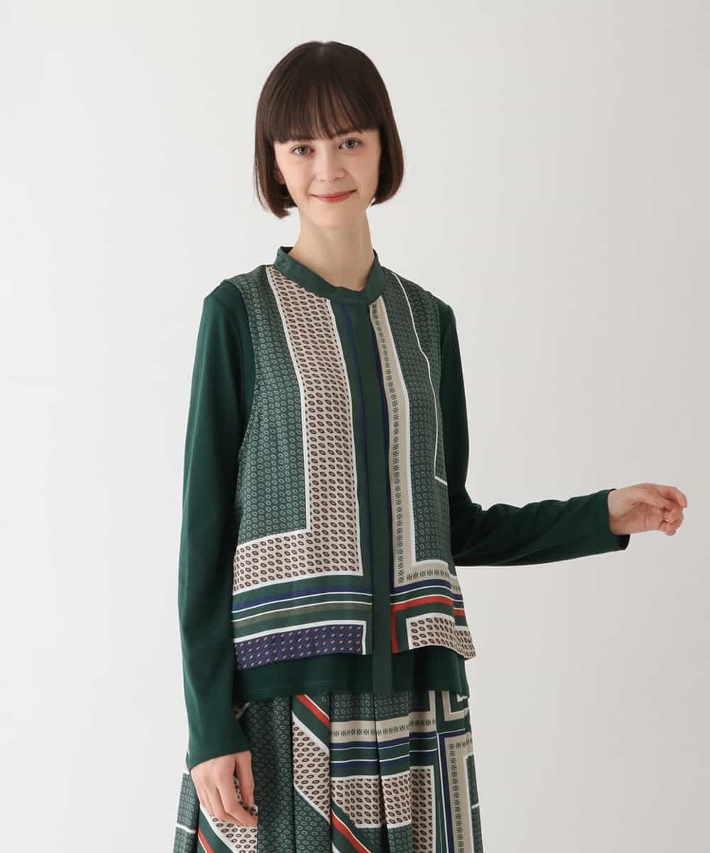 HIROKO BIS 【洗える】ジオメトリックプリントブラウス