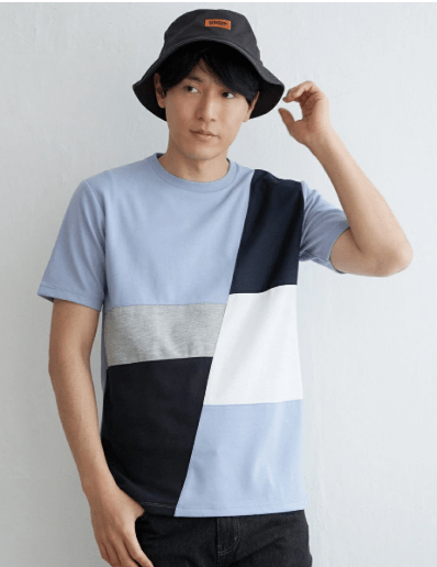 ikka ブロックスポンチ切り替えTシャツ