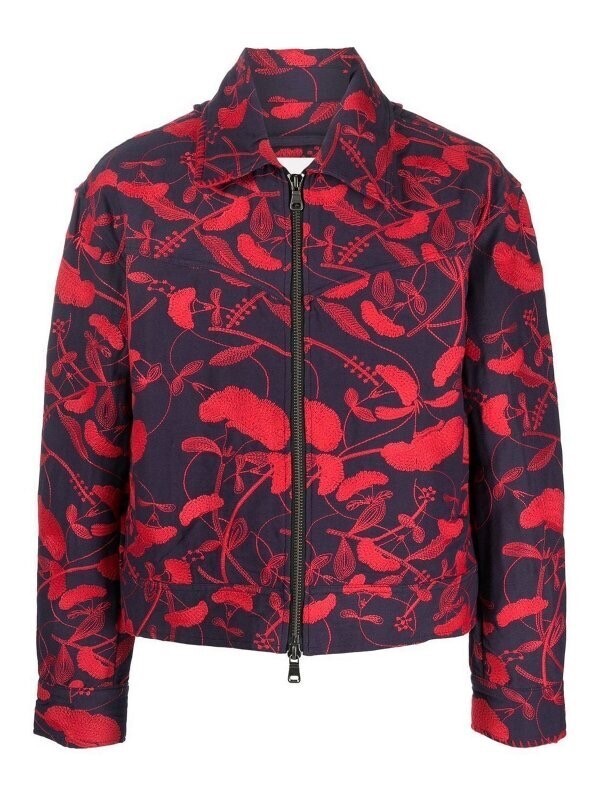 ANDERSSON BELL Flower embroidery zip-up jacket