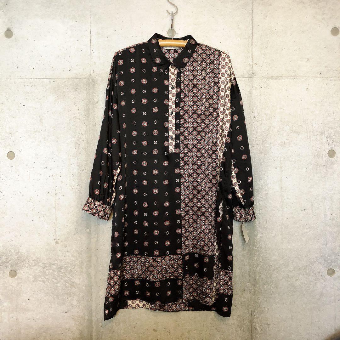 ZARA 総柄　長袖　ワンピース