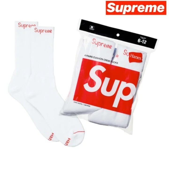 Supreme 靴下 4足セット "Hanes Crew Socks"