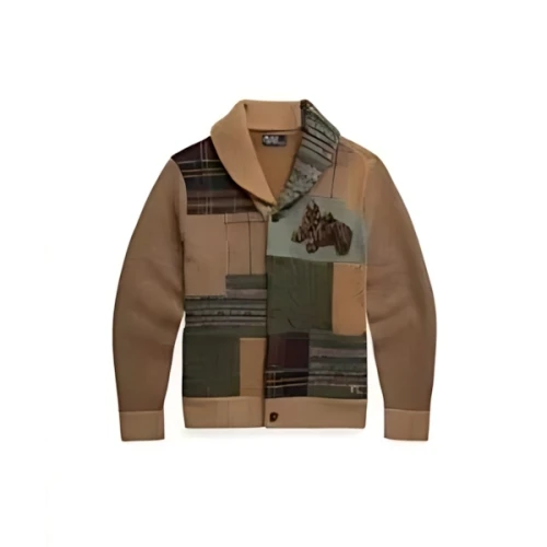POLO RALPH LAUREN パッチワーク ウール ショール カーディガン