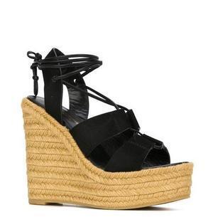 SAINT LAURENT Suede espadrille wedge sandals