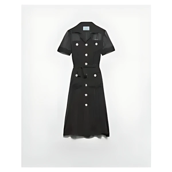 PRADA ポルカドット シルクシフォン シャツドレス