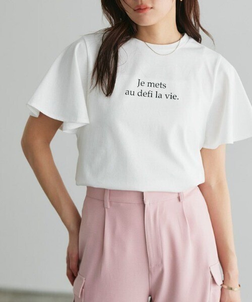 Pierrot フレアスリーブロゴTシャツ