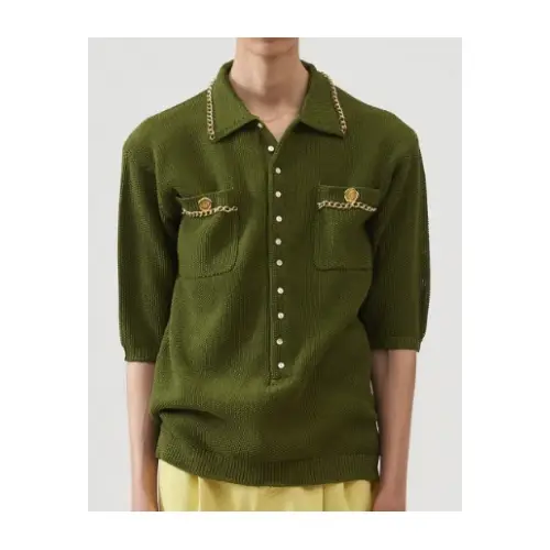 BED J.W. FORD Chain Polo Half-sleeve Sweater