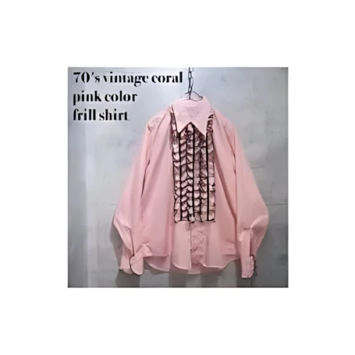 ayne 70's vintage coral pink color frill shirt