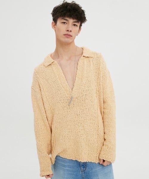 MOONSUN UNISEX Roen Pin Tuck Loosefit Collar Knit