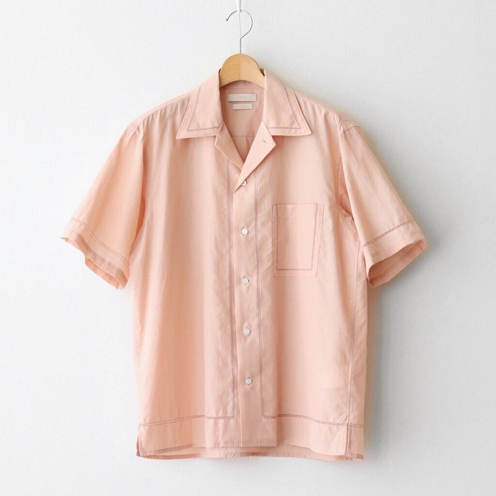 YOKE EMBROIDAREY OPEN COLLAR SHIRT
