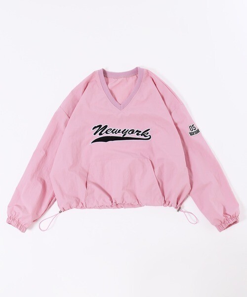 W♡C Vネックナイロンプルオーバー