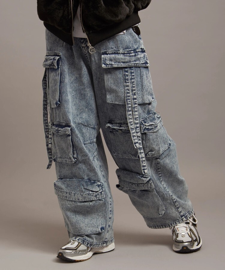 JACKROSE GA DENIM PARACHUTE CARGO PANTS