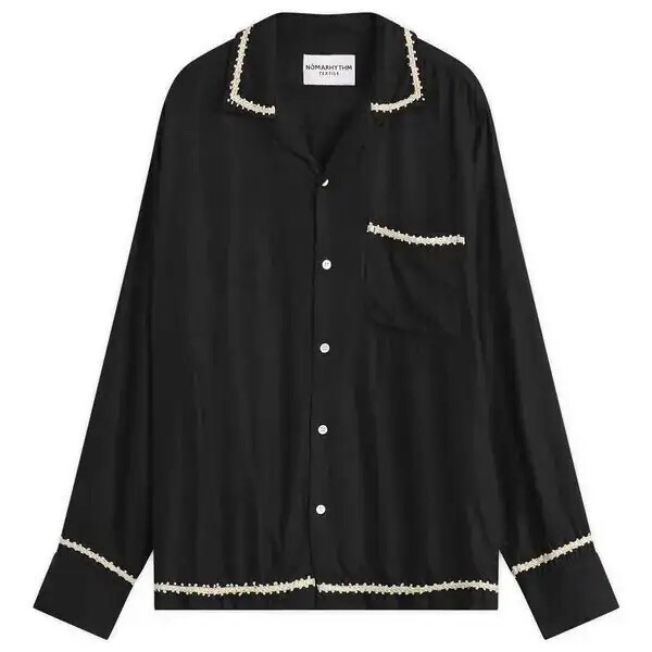 NOMARHYTHM TEXTILE Trim Embroidery Open Collar Shirt