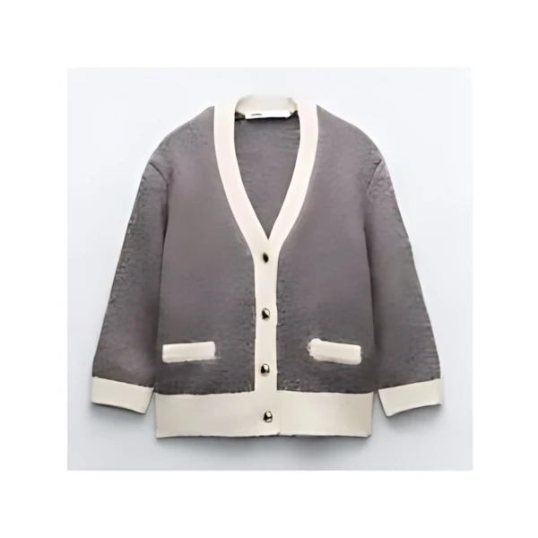 ZARA コントラストトリムニットカーディガン