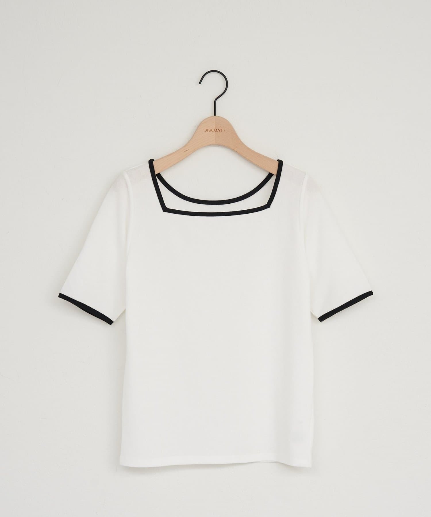 Discoat 前後2WAY配色シアーリブ半袖Tシャツ
