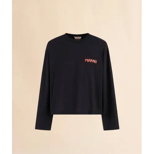 MARNI ブラック ジャージーコットン製オーバーサイズTシャツ