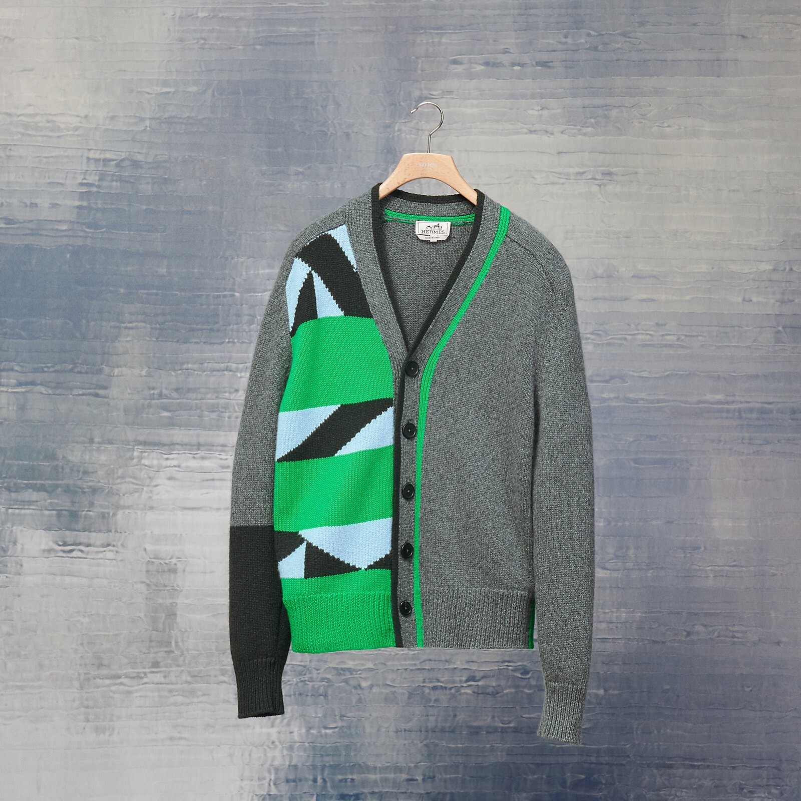 HERMES "Rayures tangram" buttoned cardigan