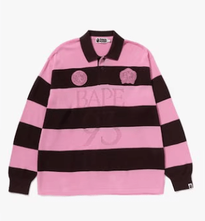 A BATHING APE BAPE Jacquard Multilogo Stripe Relaxed Fit T-Shirt M BRO