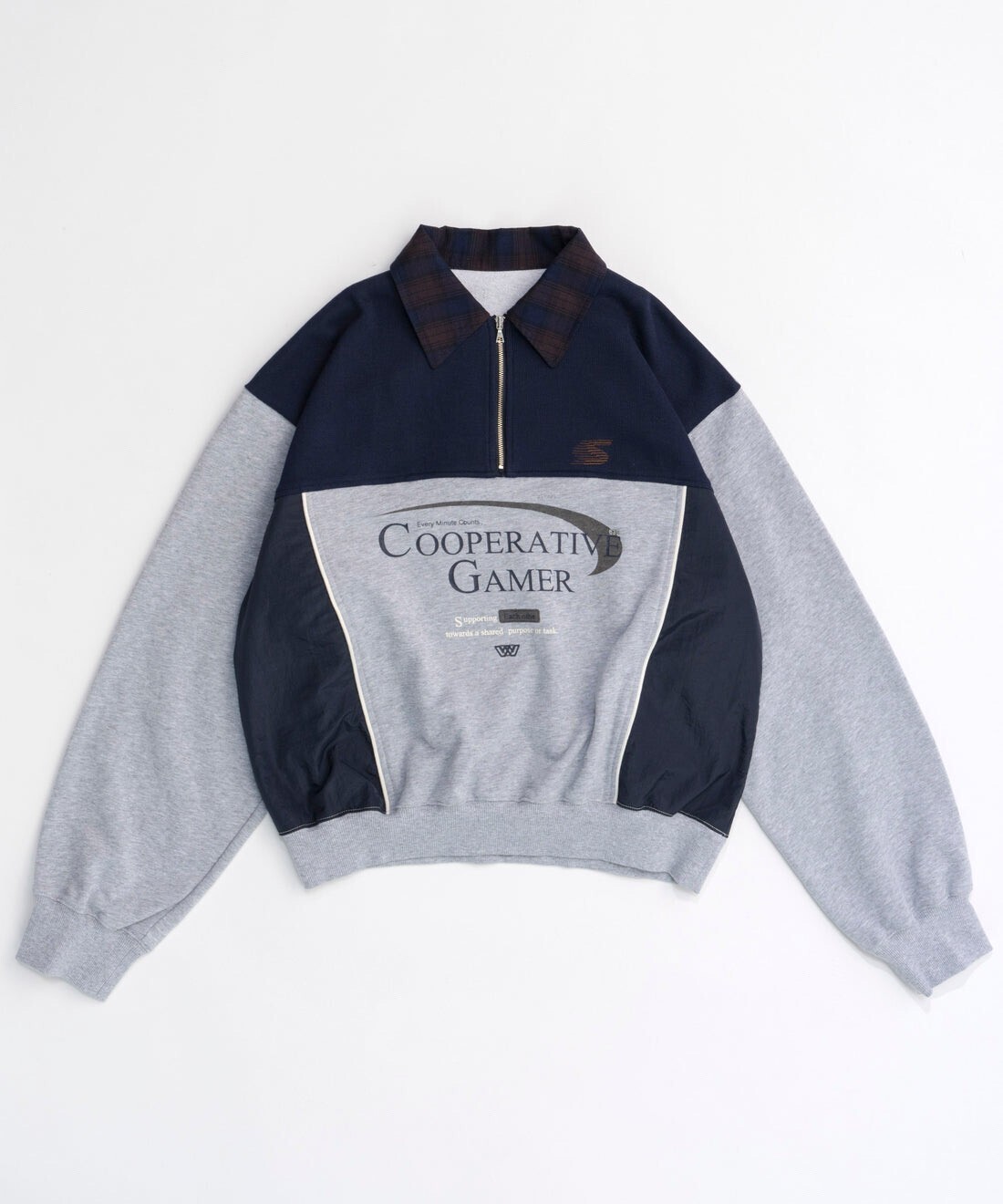 MAISON  SPECIAL Company Print Half Zip Sweatshirt