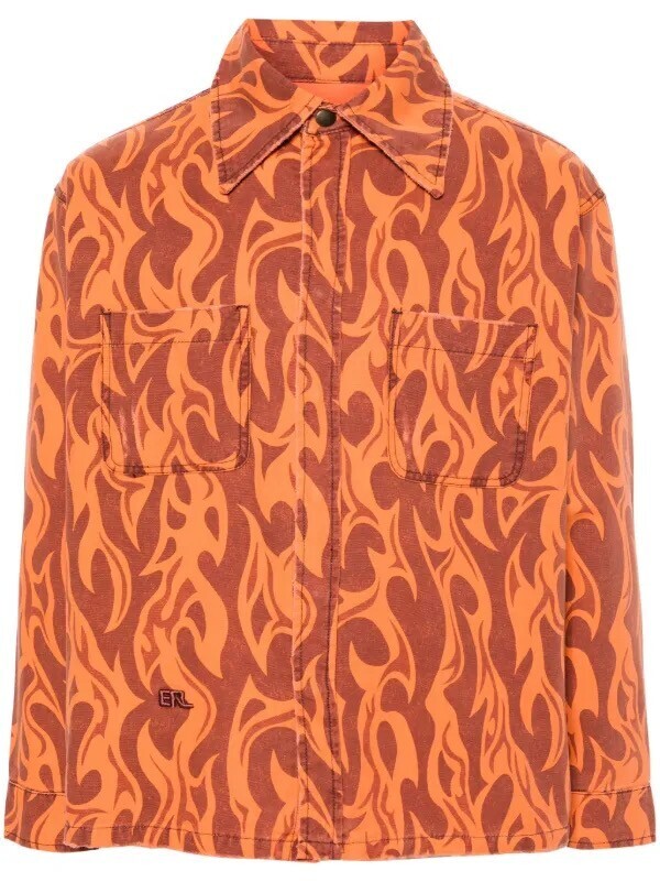 ERL flame-print canvas shirt jacket