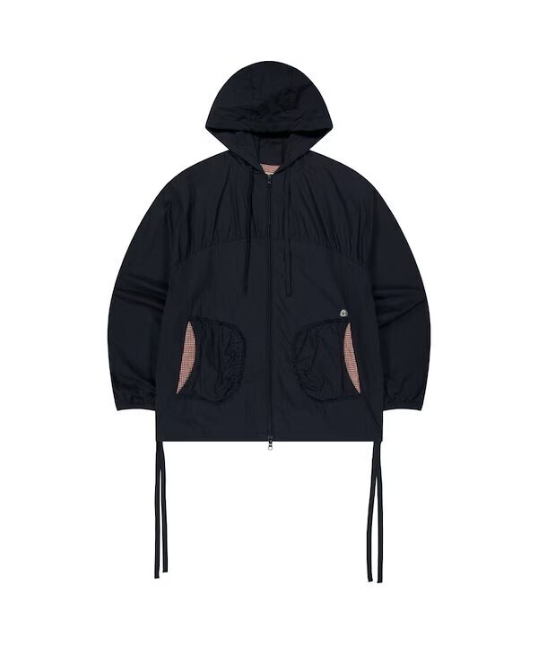 COYSEIO 25FW CHECK WRINKLES WIND BREAKER : NAVY