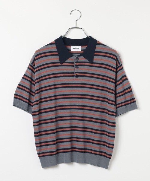 PBLIM 《UNISEX/接触冷感》シアボーダーポロ 配色デザイン / ポロ襟 / マルチボーダー