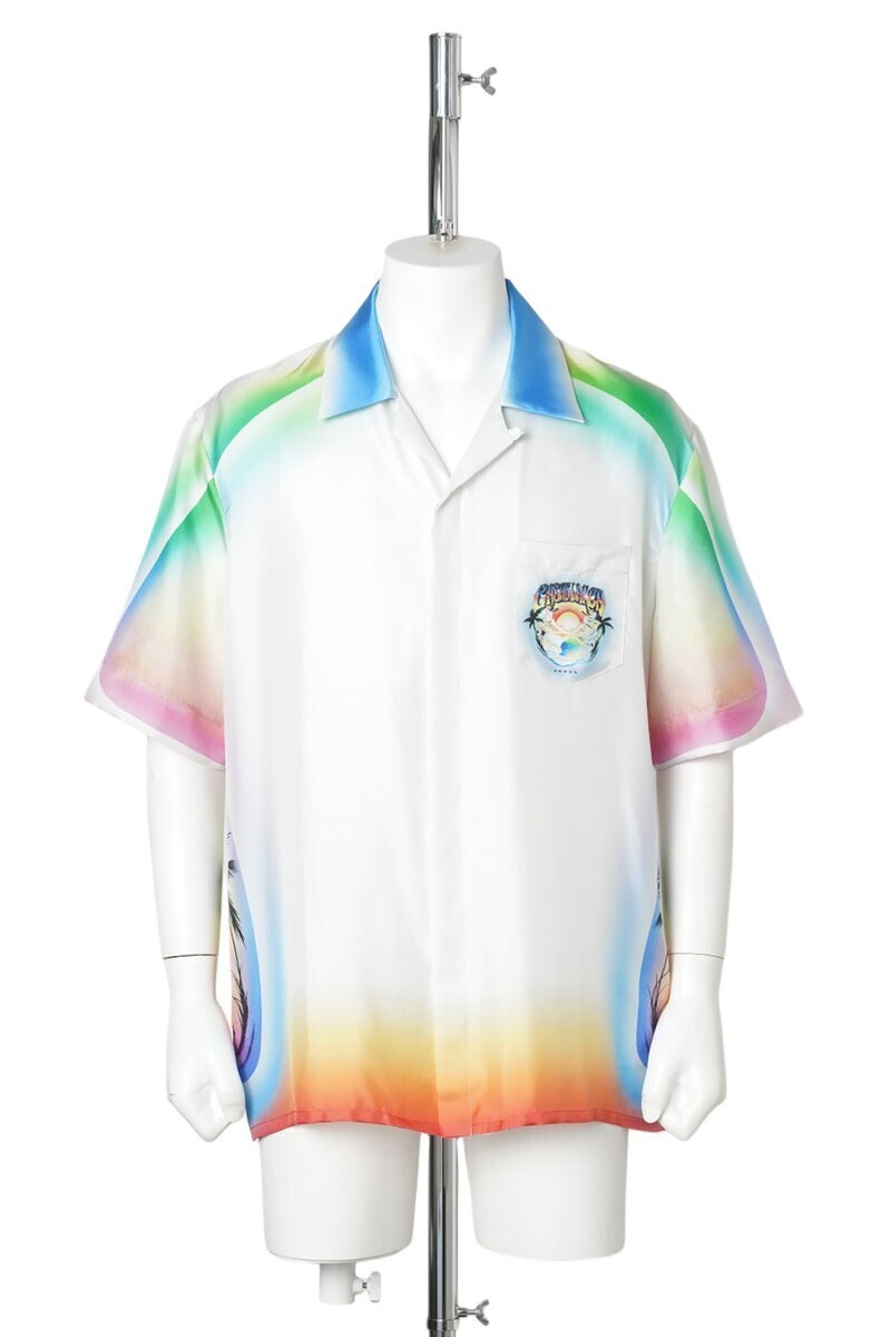 Casablanca AIRSPRAY CUBAN COLLAR SS SHIRT / CSB086:CASA AIRSPRAY