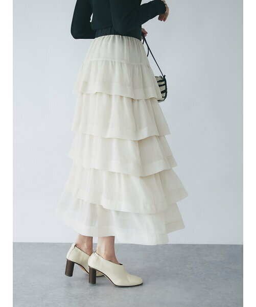 La boutique BonBon 楊柳シフォンティアードマキシスカート