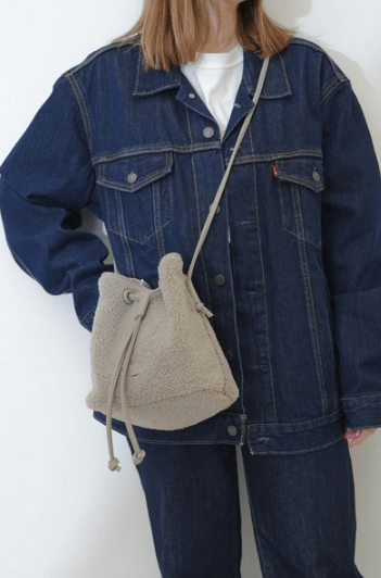 RICKERS 【Ungrid】トレンド　ボア×コーデュロイ 巾着ミニショルダーバッグ UNG-53430B