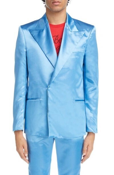 Acne Studios Satin Suit Jacket In Azure Blue