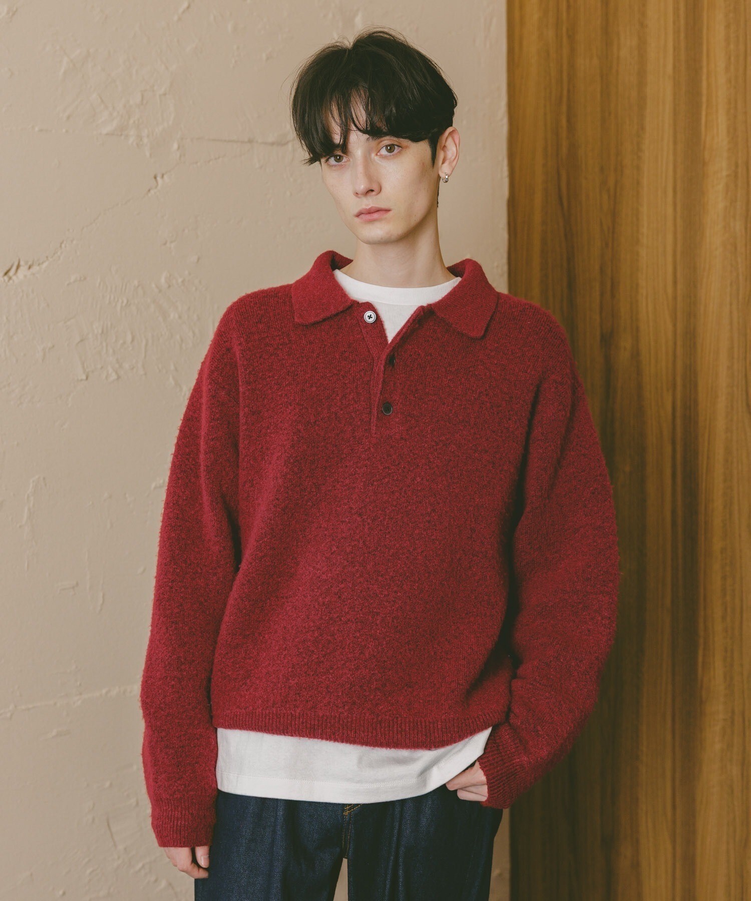 RAGEBLUE Relax Fit WOOLY Knit Polo リラックスフィット ウーリーニットポロ