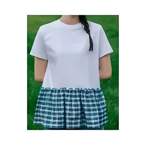 OHESHIO CHECK FRILL T-SHIRTS