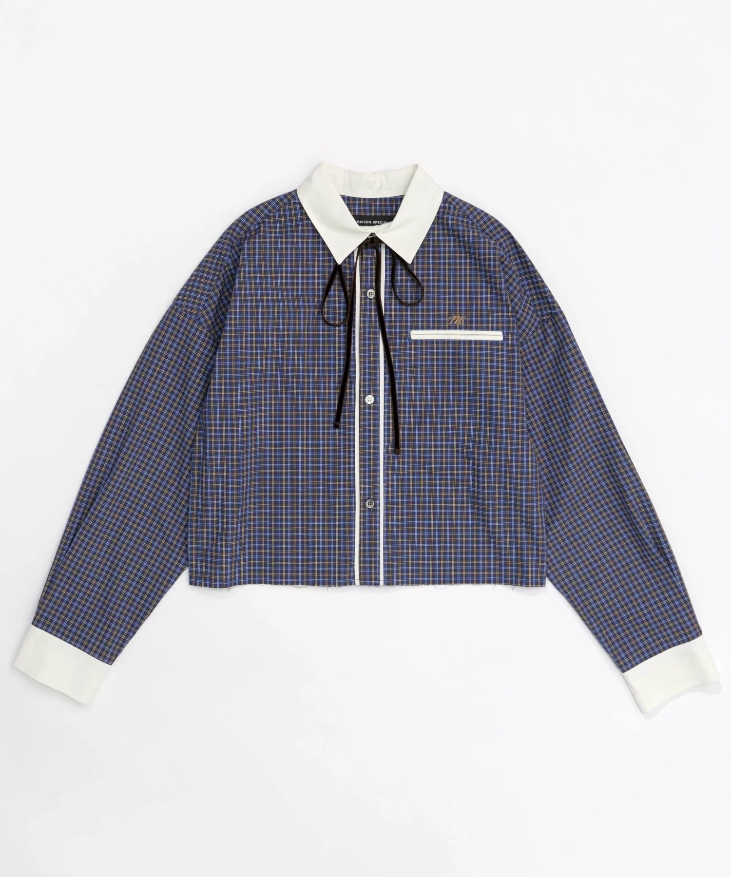 MAISON SPECIAL Ribbon Short Length Cleric Shirt
