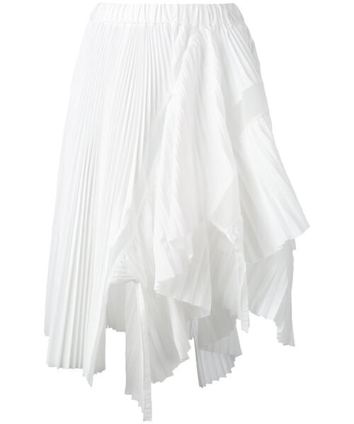 sacai プリーツ アシンメトリースカート - women - コットン/ポリエステル - 3