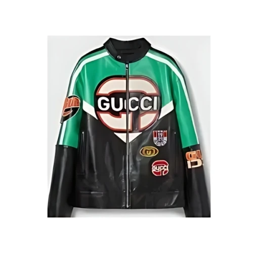 GUCCI エンボス レザー バイカー ジャケット