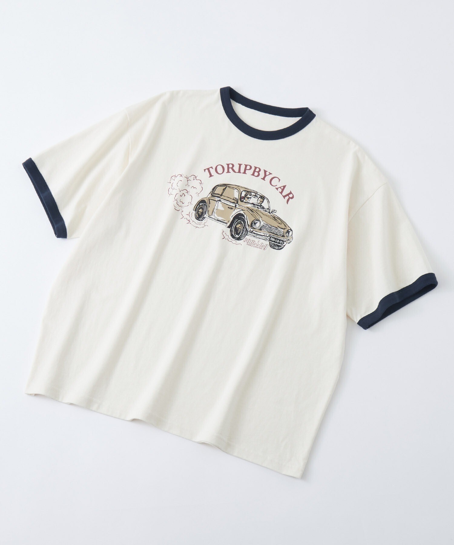 MONO-MART ヴィンテージライクプリントリンガー半袖Tシャツ