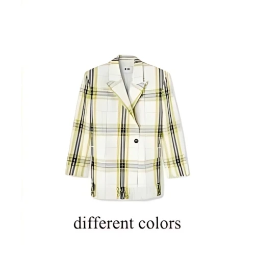 MSGM Asymmetrically buttoned jacket in tecno canvas check