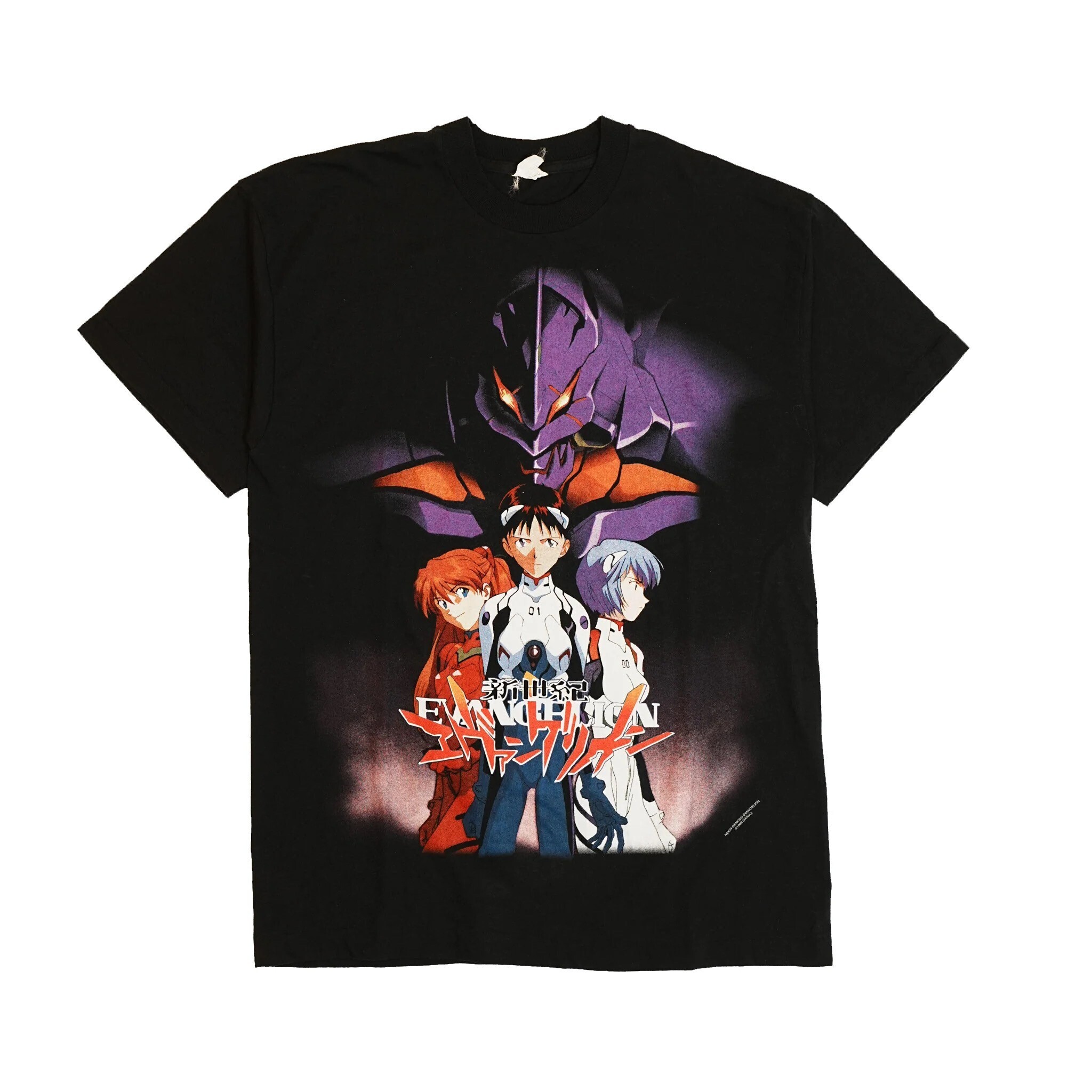 vintage Neon Genesis Evangelion Anime 1998 Screen Stars Black T Shir
