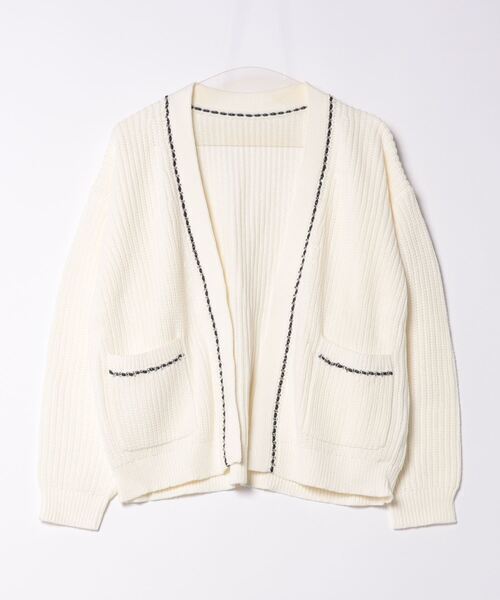TONAL チェーンレザーニットカーデ